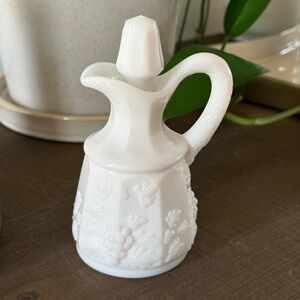 Vintage Westmoreland Milk Glass Cruet Paneled Grape Design